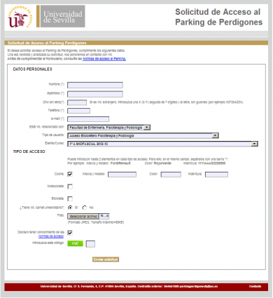 Aplicación Web para la gestión del Parking de Perdigones