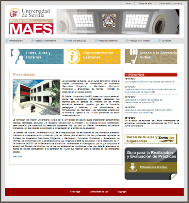 Web del Máster de Profesorado en Educación Secundaria. Universidad de Sevilla