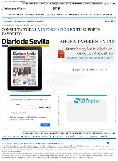 Portal de descargas en PDF de los periódicos del Grupo Joly