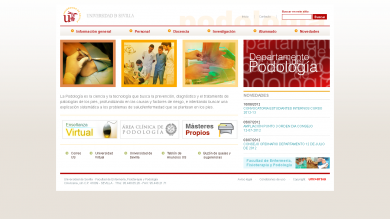 Web del Departamento de Podología de la Universidad de Sevilla